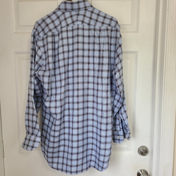 Peter Millar Men's Long Sleeve Dress Shirt, Size: Medium Color: Blue & Brown - Picture 14 of 16